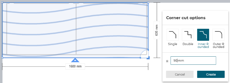 Right dimension for circular cut