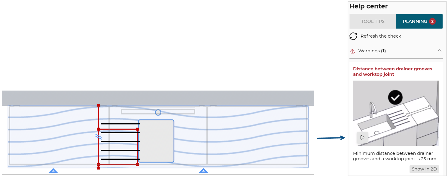 Drainver groove and worktop joint
