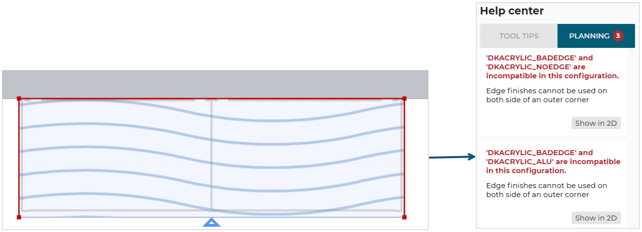 Outer corner incompatible with edge finish