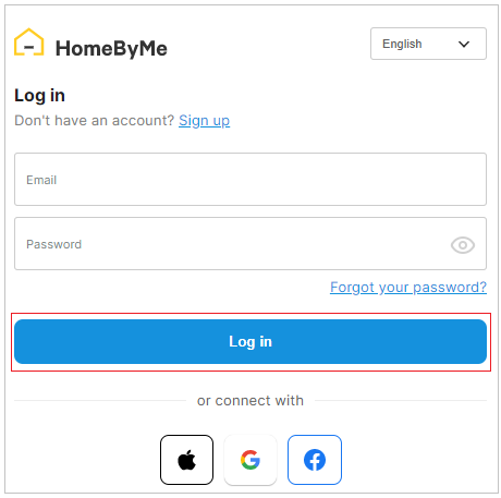 Login HomeByMe Window