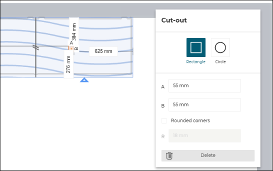 Enlarged rectangular cut-out
