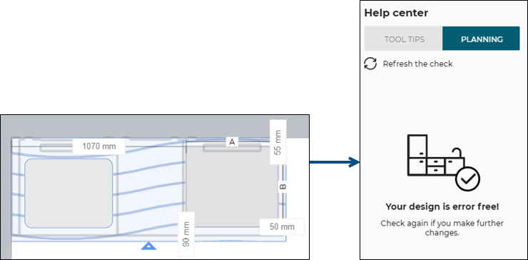 Cut-out hob and sink too close