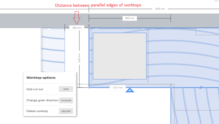 Split Worktop Distance