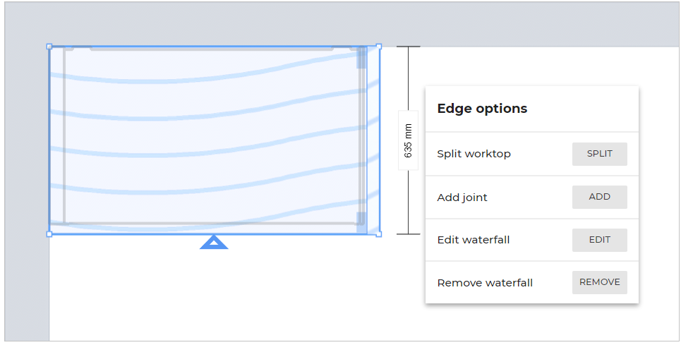 Worktop waterfall Edge Options