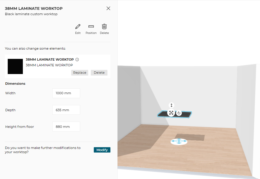 Freestanding worktop