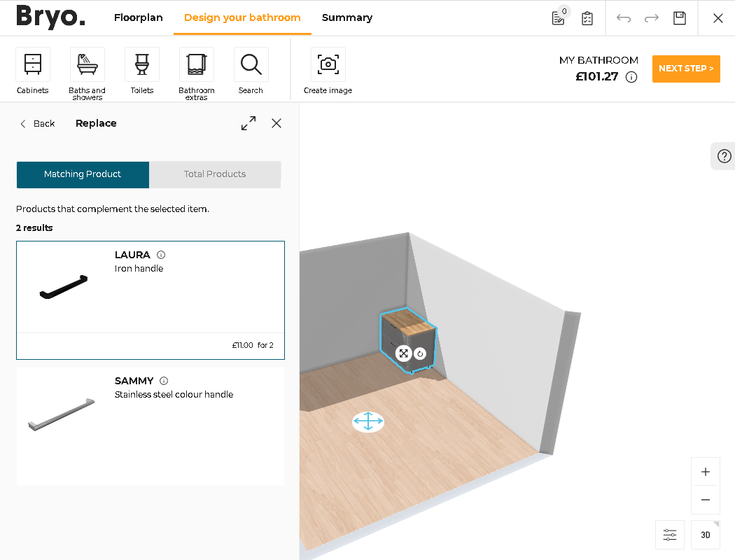 Filtered results of replace product match