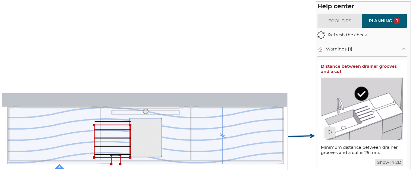 Drainver groove and edge cut