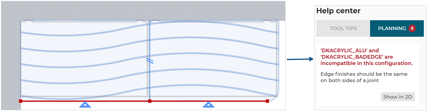 Joint incompatible with edge finish