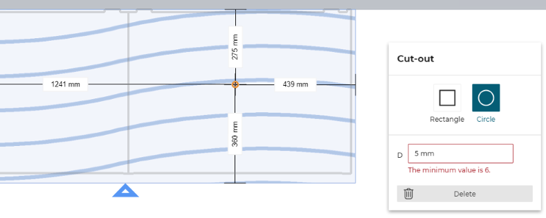 Wrong cut-out dimensions