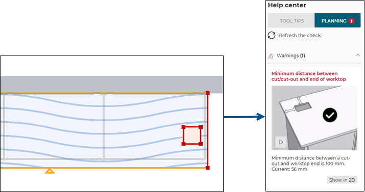Cut-out and worktop end
