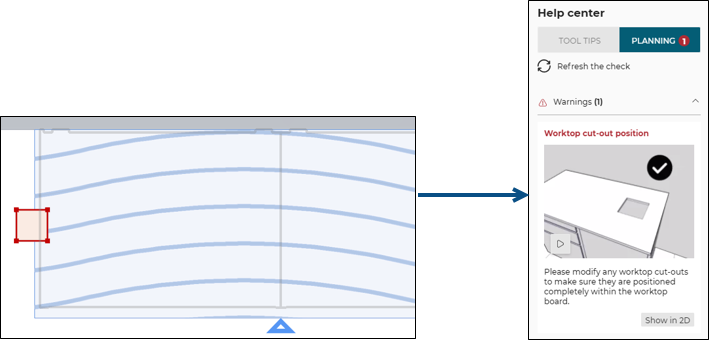 Cut-out partially outside