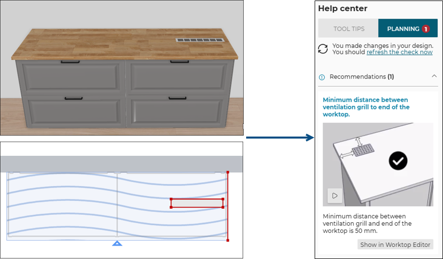 Ventilation grill too close
